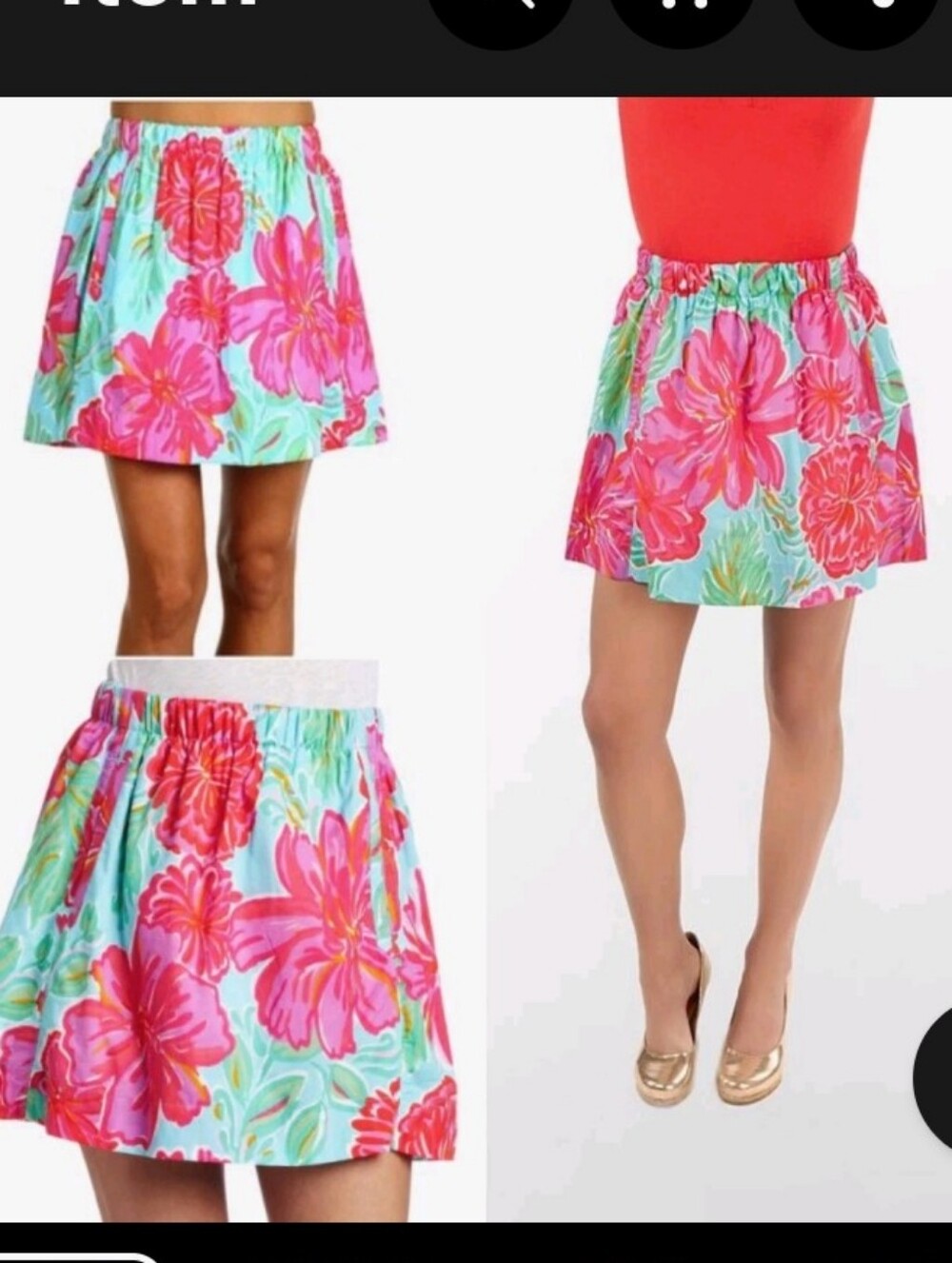 Lilly Pulitzer Pink & Aqua Floral Circle Skirt